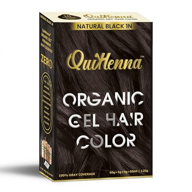 Organic Hair Colour Gel 1N - PPD &amp; Ammonia Free Permanent Natural Hair Color, 100% Grey Coverage, Long Lasting Gel Colour for Men &amp; Women, 120gm 1 Count (Pack of 1) Natural Black