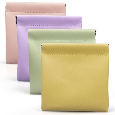 4PCS Thickened Small Pouches for Purse, Purse Organizer Pouches, Purse Organizers for Inside Purse, Snap Closure Leather Organizer Pouch for Coin Change Cards Key Accessories