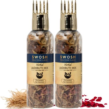 SWOSH Ayurvedic Herbal Hair Oil Mix 2 Combo Bottle with Healthy Hair Packed with Goodness of Ayurvedic Natural Dried Herbs For Oil Infusion Made In India Pack of 2(1 pack = 0.35 Oz/10 gm)