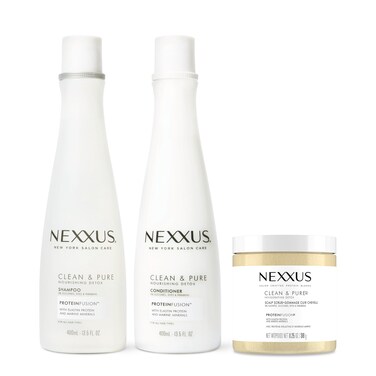 Nexxus Clean &amp; Pure Hair Regimen Pack Shampoo, Conditioner and Scrub Detox Hair Products Sulfate Free, Silicone free, Paraben Free 3 Count