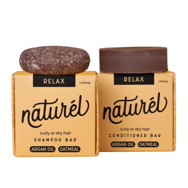 Naturel Relax Moisturizing Shampoo and Conditioner Set with Argan Oil and Colloidal Oatmeal for Curly, Wavy, Dry, or Frizzy Hair - Vegan, Made in USA