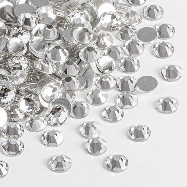 Beadsland 2880pcs Flat Back Crystal Rhinestones Round Gems for Nail Art and Craft Glue Fix, Crystal,SS10,2.7-2.9mm