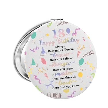 FUSTMW 18th Birthday Gifts 18 Compact Mirror Sweet 18 Birthday Makeup Mirror for Purse 18 Year Old Girl Birthday Gifts (18 Birthday)