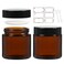 4 oz Amber Round Glass Jars, Pack of 2 with Black Lids, Cosmetics Containers for Face Cream Lotion, Powder, Candle, Spice, Body Butter