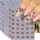 Valentine's Day Nail Stickers Heart Nail Decal 6PCS 3D Self-Adhesive Leopard Print Nail Art Stickers Brown Black Purple Leopard Heart Nail Art Design Supplies Stickers for Women Nails Art Decorations