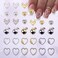 30Pcs Love Heart Nail Art Charms 3D Silver Gold Nail Rhinestones Love Heart Nail Gems Alloy Love Heart Nail Diamonds Valentine's Heart Nail Jewelry Peach Nail Jewel for Women Acrylic Nail Supplies