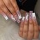 White Press on Nails Artificail Extra Long, French Square Fake Nails, Crystal Flowers Nails Acrylic Full Cover Long Fake Nails with Design Nail Tips for Women&amp;Girls-24PCS