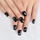 Black Press On Nails - Medium Length Square Press On Nails with Dark Eggplant Designs-Like Glossy Black with a Twist Fake Nails - Reusable False Nails, Full Cover Nails, Glossy Press On Nails