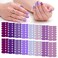 SILPECWEE Purple Nail Wraps for Women Solid Color Nail Polish Strips Self Adhesive Nail Polish Sticker Gel Nail Strips Nail Accessories with 1pc Nail File (16 Sheets)