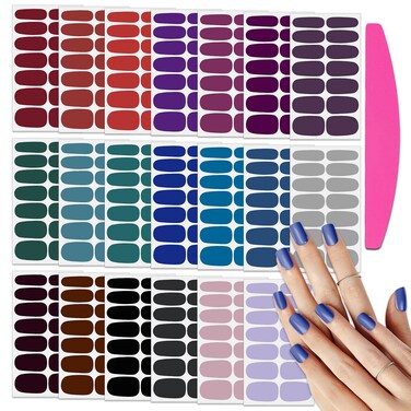 SILPECWEE 20 Sheets Dark Solid Color Nail Wraps for Women Nail Polish Strips Gel Nail Strips Self Adhesive Nail Sticker Fingernail Stickers Stick on Nails Accessories with 1pc Nail File