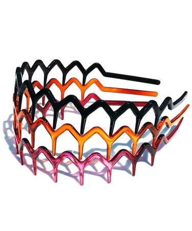 3 Set Zig Zag Plastic Sharks Tooth Hair Comb Headband Hair Hoop for Women Men, 90s Zigzag Headband Hair Accessories (1 Black +1 Brown +1 Violet)