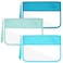 Sanwuta 3 Pcs Preppy Makeup Bag Clear Zipper Pouches for Travel Clear PVC Flat Pouch Nylon Makeup Bags Cosmetic Travel Toiletry for Women Girls(Blue)