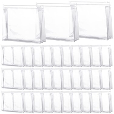 Xuniea 50 Pieces Mini Clear Makeup Bag Small Clear Zipper Pouch Travel Bag for Toiletries Plastic Cosmetic Organizer Waterproof for Women Men Vacation(8.6'',Transparent)
