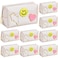 Chunful 9 Pieces Preppy Patch Makeup Bag Chenille Letters Cosmetic Bag Pu Leather Portable Waterproof Toiletry Bag Travel Makeup Bag for Women Christmas Gifts(Gold,Smile, Lightning, Heart)
