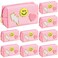 Chunful 9 Pieces Preppy Patch Makeup Bag Chenille Letters Cosmetic Bag Pu Leather Portable Waterproof Toiletry Bag Travel Makeup Bag for Women Christmas Gifts(Pink,Smile, Lightning, Heart)