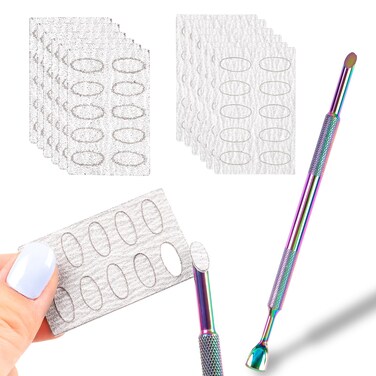 Nail Cuticle Pusher Self-Adhesive Sandpaper Manicure Kit Nail Art Pre-polishing Sand Paper 240/100 Grit Sandpaper Sheets Nail Pusher Replace Sanding Paper Nail Care Tools