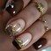 Brown Press on Nails Short Square Fake Nails with Glitter Designs Nude Brown Full Cover Glue on Nails French Acrylic Flase Nails Press ons Artificial Stick on Nails for Women Girls 24 Pcs