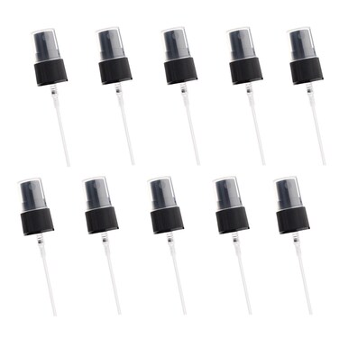 12PCS 20mm Black Spray Top Fine Mist Sprayer Plastic Spray Top for Essential Oil Bottles Reuse Replacement Pump Top with Clear Lid
