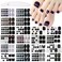 JERCLITY 440 Pieces 20 Sheets Black Color Toe Nail Polish Strips Toenail Full Wraps Self-Adhesive Full Nail Stickers Nail Art Decals Strips with Nail File for Women Girls Kids Nail Art