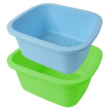 HOMELEX Foot Soaking Bath Basin, Large Size Feet Massager Tub, at Home Spa Pedicure Treatment, 2 Pack Green&amp;Blue