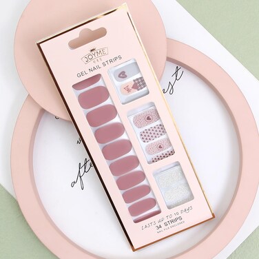 Gloss Nail Strips - UV Free, Chip Resistant, Easy to Apply &amp; Remove, Long Lasting Gel Nail Stickers   Contains 34 Nail Wraps, 1 Nail File