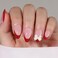 Red French Tip Press on Nails Medium Almond Fake Nails Press ons with Designs 3D Bow Glue on Nails Gel Acrylic Glossy Full Cover Stick on Nails Cute Artificial Nails for Women Manicure 24Pcs