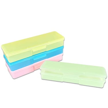 Manicure Tool Box, Nail Tool Organizer Personal Nail Box Storage Case for Organizing, Container for Nail Supplies Clear Plastic Nail Tool Box for Manicure Pedicure Kit (4 Packs)