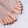 Press on Toenails French Tips ToeNail Press ons Fake Toe Nails Black False Toenails Glossy Full Cover Acrylic Glue on Toenails with Designs Rhinestones Artificial Stick on Toenails for Women Manicure
