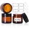 3 Pack 4 oz Amber Glass Jars with lids, Cosmetic Jars with Inner Liners and Black Lids, Lotion Jars, Candle Making Jars for Lotions, Scrubs and Cosmetic, Lables and Spatulas Include