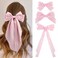 SuPoo 4pcs Hair Accessories - Pink Satin Bows in Different Sizes, Oversized Long-tail Bowknot Barrettes for Women's Hair
