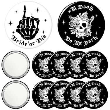 12 Pcs Bride or Die Bachelorette Compact Mirror Till Death Do Us Party Favor Gifts Gothic Halloween Bridal Shower Wedding Bridesmaid Party Decoration Supplies Travel Daily Use