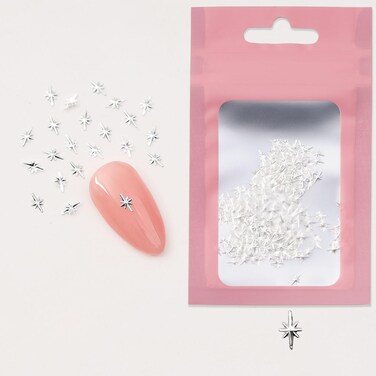 200pcs Sliver Star Nail Charms - Japanese Style Retro Alloy Nail Art Charms Bling Sliver Star Shape Nail Art Accessories for Acrylic Nails Mini Size Six Pointed Star Designs Nail Decorations