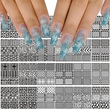 Airbrush Nail Stencils - 144 Designs, 24 Sheets: Moon Star Heart Butterfly Hollow Nail Art Stickers