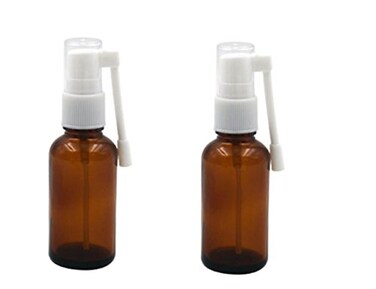 Erioctry 2PCS 30ML 1OZ Amber Glass Empty Refillable 360 Degree Rotation Spray Nasal Bottle Sprayer Container Empty Oral Sprayer for Essential Oils Makeup Water Perfume