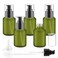 5 Pieces 60ml/2oz Empty Green Glass Lotion Pump Bottles,Refillable Essential Oil Jars with 1 Funnel and 1 Pipette,Cosmetic Sample Containers for Foundation,Cream,Gel,Shampoo