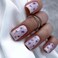 Press on Nails Short Medium Square Light Purple Fake Nails with Exquisite Flower Design, Press ons Artificial Acrylic Full Cover False Stick on Nail for Women Girls Daily Wear Wedding 24Pcs