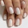 Milk White Press on Nails Short Medium Square Fashion Fake Nails with Glitter Design Full Cover Press ons Artificial Acrylic False Stick on Nail for Women Girls Daily Wear Wedding 24Pcs