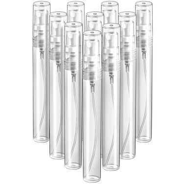 FANDAMEI Mini Clear Spray Bottle, 10 Pack 8ml Mini Plastic Spray Bottle Empty, Fine Mist Refillable Mini Perfume Bottle, Perfume Atomizer, Small Empty Sample Containers, Plastic Portable Travel Bottle