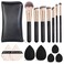 MAANGE Makeup Brush Set 15 Pcs Makeup Tool Set Premium Synthetic Foundation Powder Concealers Eye shadows Blush Brush Set with Makeup Brushes Bag (Black Gold)