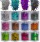 12 Colors Holographic Chunky Glitter Flakes Hexagon Shapes Glitter Sequins Nail Stickers Sparkles Resin Epoxy Accessories for Crafts Nail Art Body Makeup