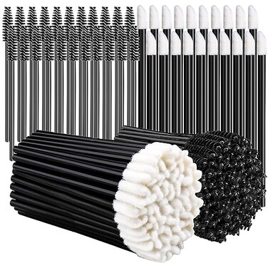Teenitor Mascara Wands, Disposable Mascara Wand 200pcs, Lip Applicators Disposable Mascara Makeup Applicator Lipgloss Lip Brush Mascara Brush Lipstick Tester Wands Black
