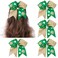 Whaline 4Pcs St. Patrick's Day Hair Bow Scrunchies Glitter Shamrock Prints Grosgrain Ribbon Bow Hairband Green Gold Elastic Ponytail Holders for Irish Day Parade Celebration Hair Accessories