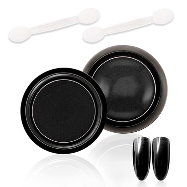 Boobeen Holographic Nail Powder, 2 Jars Nail Art Chrome Nail Powder Mirror Powder, Holo Powder for Metallic Nails Glitter Neon Pearl Pigment with Sponge Applicators