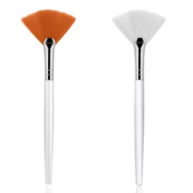 2 Pcs Fan Makeup Brush, Fan Brushes Esthetician Facial Mask Brush, Highlighter Brush Makeup Face Mask Applicator, Face Mask Brush for Women Girls