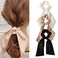 Chiffon Scrunchies with Knotted Ribbon Tails - Ponytail Holders for Women and Girls, 3 Pcs