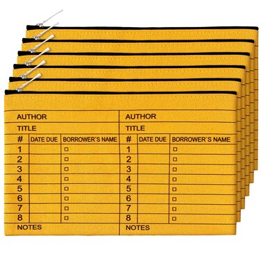 Yinder 6 Pieces Book Lover Gifts Library Card Pouch for Women Cosmetic Bag Birthday Gift for Reader Girl Library Book Bag with Zipper for Teacher