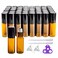 50 PCS 5ml Amber Glass Roller Bottle,Essential Oil Sample Vials with Stainless Steel Roller Ball,Black Caps,for Travel Perfume Cosmetics Small Container(2 Funnels, 2 Dropper, 1 Opener) (5ml)