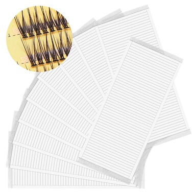 500 Pieces False Eyelash Fans Paper Tape, Double Sided Adhesive Lash Tape Eyelash Fan Tape Holder Lash Sticky Strip Eyelash Extensions Tools Eyelash Extension Storage Tape for Women Girls Eye Makeup