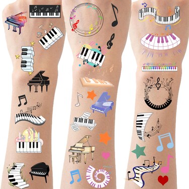 430 PCS Piano Notes Tattoos Temporary Stickers for Kids - Piano Notes Theme Party Supplies Decorations Music Birthday Baby Shower Goodie Bag Stuffers Favors Prize(30 Sheets)