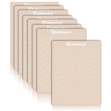 8 Pieces Eyebrow Tattoo Skin Practice, Double Sided Microblading Practice Skin Tattoo Skin Sheet No Ink Needed Practice Skin, Permanent Makeup Silicone Skins for Tattoo Eyebrow Beginner Salon (White)